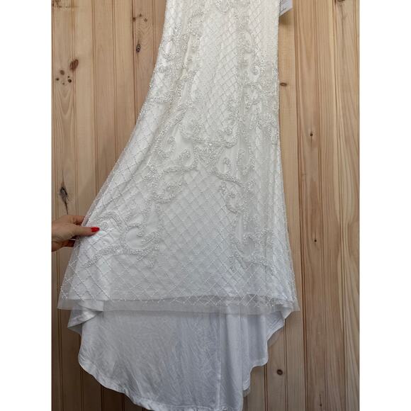 NWT Lulus Cherished Vow White Beaded Backless Mermaid Maxi Dress Wedding Bride M - Picture 5 of 11